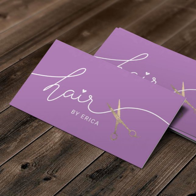 Hair Stylist Minimalist Typography Purple Salon Business Card (Creator Uploaded)