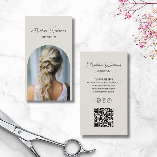 Hair Stylist Modern Arch Photo Neutral Business Card