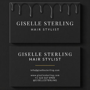 Hair Stylist Modern Black  Business Card