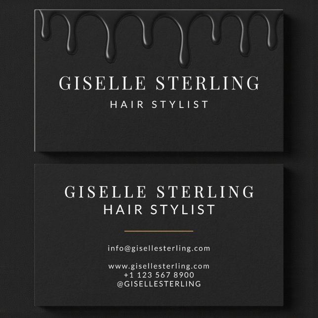 Hair Stylist Modern Black  Business Card (Creator Uploaded)