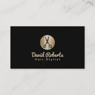 Hair Stylist Modern Black & Gold Hair Salon Business Card