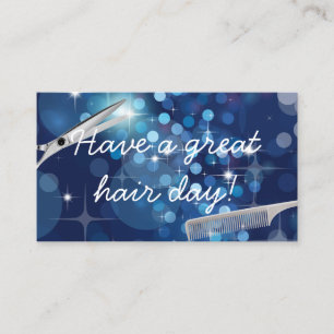 Hair Stylist Modern Blue Background Salon Business Card