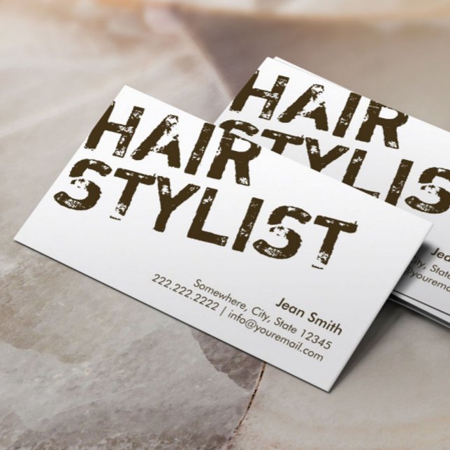 Hair Stylist Modern Bold Typography Minimalist Business Card (Creator Uploaded)
