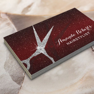 Hair Stylist Modern Burgundy Red Glitter Salon Business Card