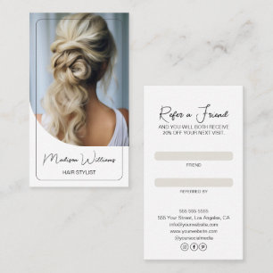 Hair Stylist Modern Cream Referral Card