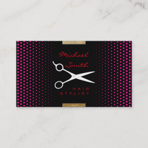 Hair Stylist Modern Deep Pink Polka Dot Business Card