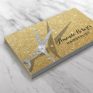 Hair Stylist Modern Gold Glitter Hair Salon Business Card