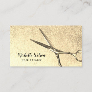 Hair Stylist Modern Gold Scissor Beauty Salon Business Card