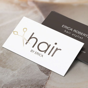 Hair Stylist Modern Gold Scissor Hair Salon Business Card