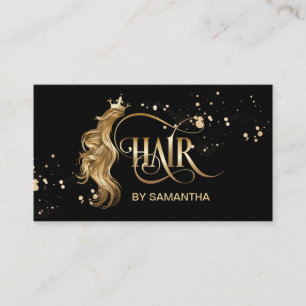 Hair stylist modern gold typography hair extension business card