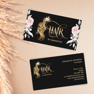 Hair stylist modern gold typography hair extension business card