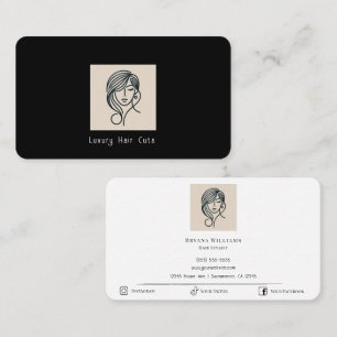 Hair Stylist Modern Minimal Beige White Minimalist Business Card