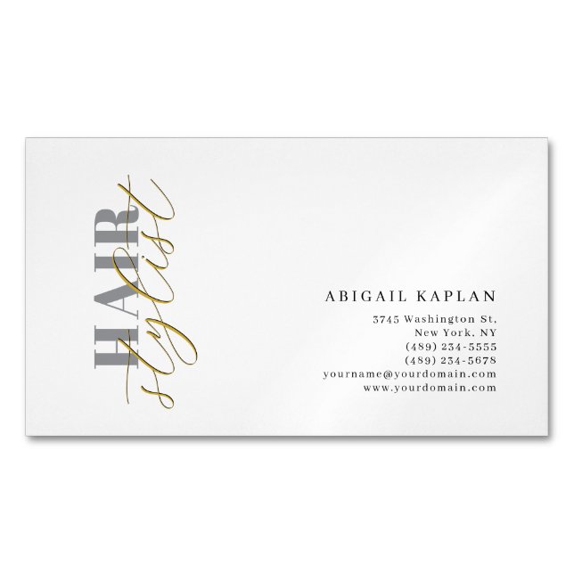 Hair Stylist Modern Minimalist Plain Profile Magnetic Business Card (Front)