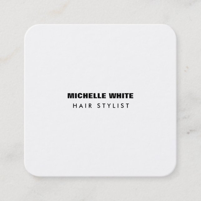 Hair Stylist Modern Minimalist Trendy Black White Square Business Card (Front)