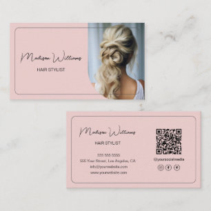Hair Stylist Modern Pink Business Card