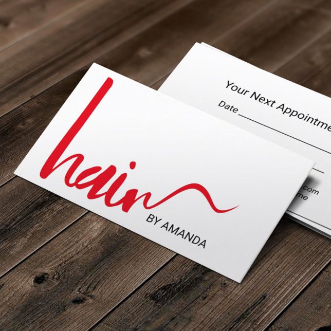 Hair Stylist Modern Red Script Appointment (Creator Uploaded)