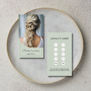 Hair Stylist Modern Sage Green Loyalty Card