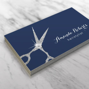 Hair Stylist Modern Scissor Navy Blue Appointment Card
