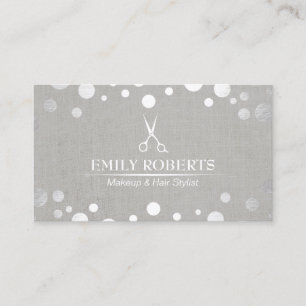 Hair Stylist Modern Silver Dots Elegant Salon Business Card