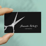 Hair Stylist Modern Silver Glitter Scissor Salon Business Card<br><div class="desc">Hair Stylist Modern Silver Glitter Scissor Salon Business Cards.</div>