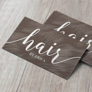 Hair Stylist Modern Typography Brown Hair Salon Business Card