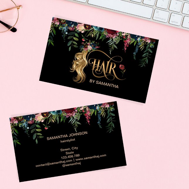 Hair stylist modern typography hair extension business card (Creator Uploaded)