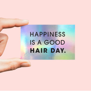 Hair Stylist Modern Typography Rainbow Foil Business Card