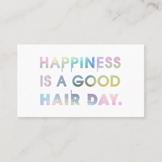 Hair Stylist Modern Typography Rainbow Foil White Business Card (Front)