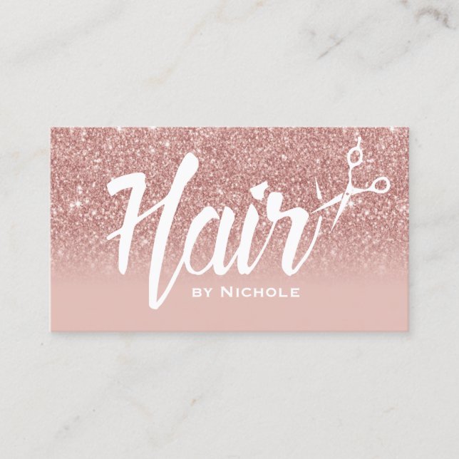 Hair Stylist Modern Typography Rose Gold Ombre Appointment Card (Front)