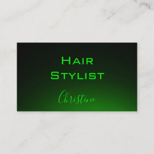 Hair Stylist neon green on black business card
