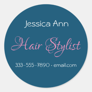 Hair Stylist Occupation Personalise Pink & Blue Classic Round Sticker