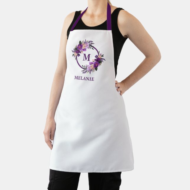 Hair Stylist or Makeup Artist Purple Floral Apron (Insitu)