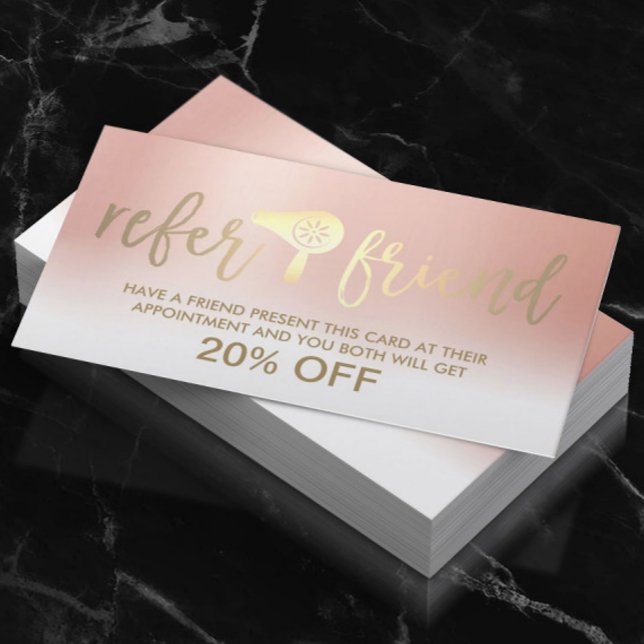 Hair Stylist Pastel Rose Gold Salon Referral (Creator Uploaded)