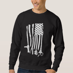 Hair Stylist Patriotic Hairdresser US Flag Hairsty Sweatshirt