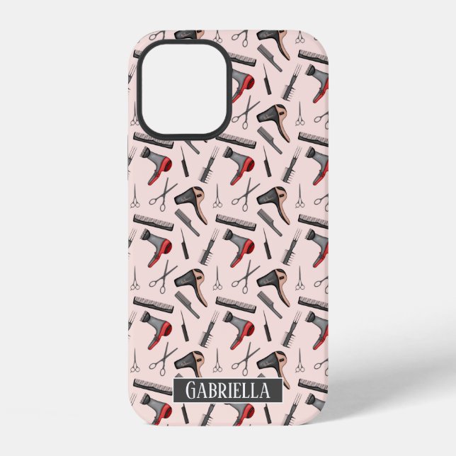 Hair Stylist Pattern Personalised iPhone Case (Back)