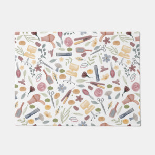Hair Stylist   Pattern   Watercolor Doormat