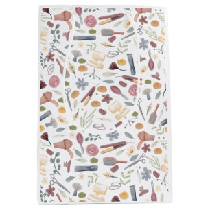 Hair Stylist Pattern Watercolor Medium Gift Bag