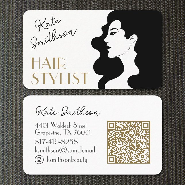  Hair Stylist Personalised QR Code & Social Media  Business Card (Creator Uploaded)
