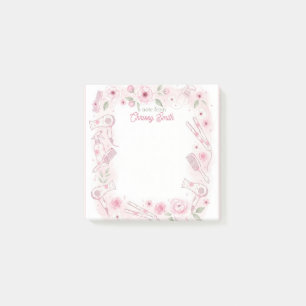 Hair stylist Personalized Pink Floral Custom Name Post-it Notes