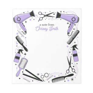 Hair stylist Personalized Purple Stars & Sparkles Notepad