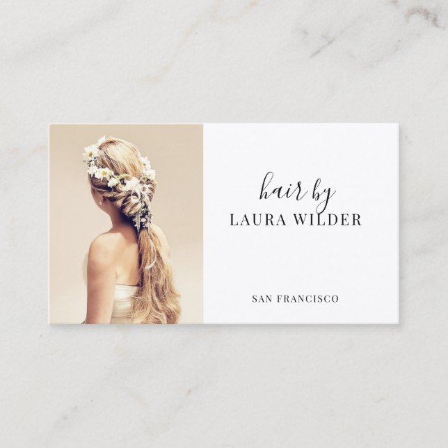 Hair Stylist Photo Business Card (Front)
