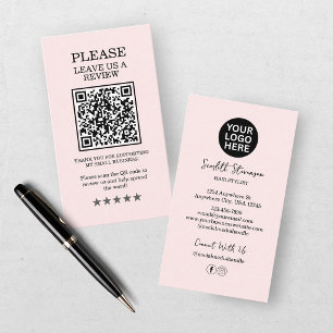 Hair Stylist Pink Blush Leave A Review Business Card