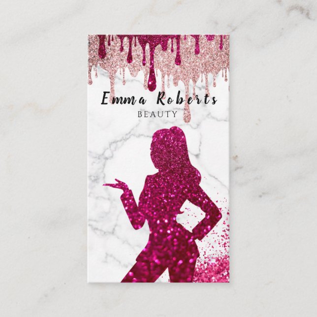 Hair Stylist Pink Bokeh Shine Glitter Sparkling Business Card (Front)