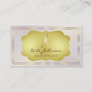Hair Stylist Pink Gold Glitter Saloon Square Business Card
