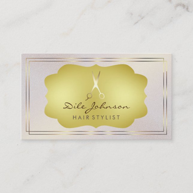 Hair Stylist Pink Gold Glitter Saloon Square Business Card (Front)