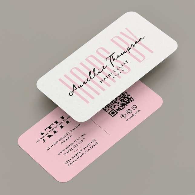 Hair Stylist Pink Pastel Aesthetic Modern Business Card (Hair Stylist Pink Pastel Aesthetic Modern Business Card
)