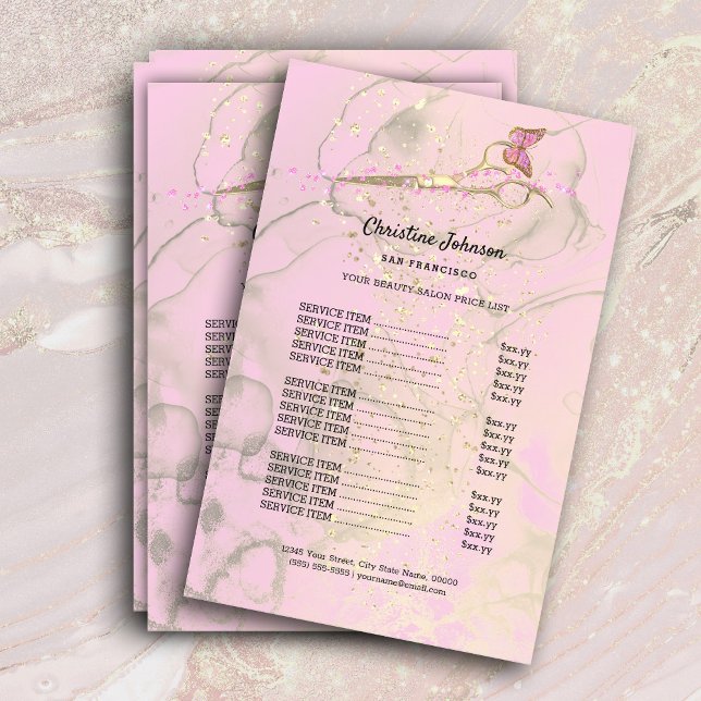 hair stylist pink price list  flyer (Creator Uploaded)