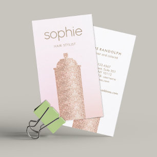 Hair Stylist Pink Sequin Spray Can Business Card
