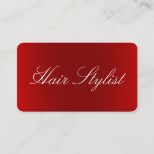 Hair Stylist Plain Clean Red White Professional Business Card