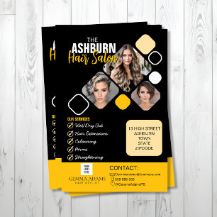 Hair Stylist Poster Custom Design in Black yellow Flyer